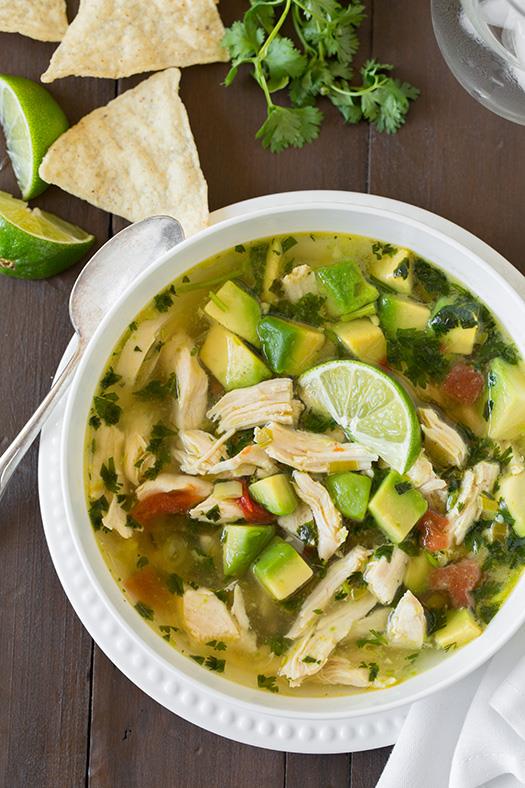 Lean and Green Chicken and Avocado soup. 